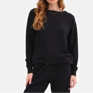 MATE the Label Organic Terry Raglan Sweatshirt - JET BLACK / XS